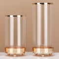 specially designing large gold rimmed clear glass vase